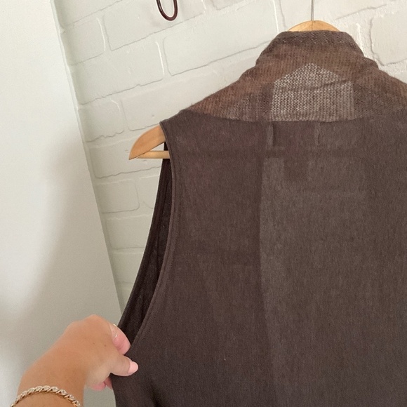 Anthropologie x Shae Knit Sweater vest Open Cardigan Brown Silk Cashmere Sz XS - Picture 12 of 12